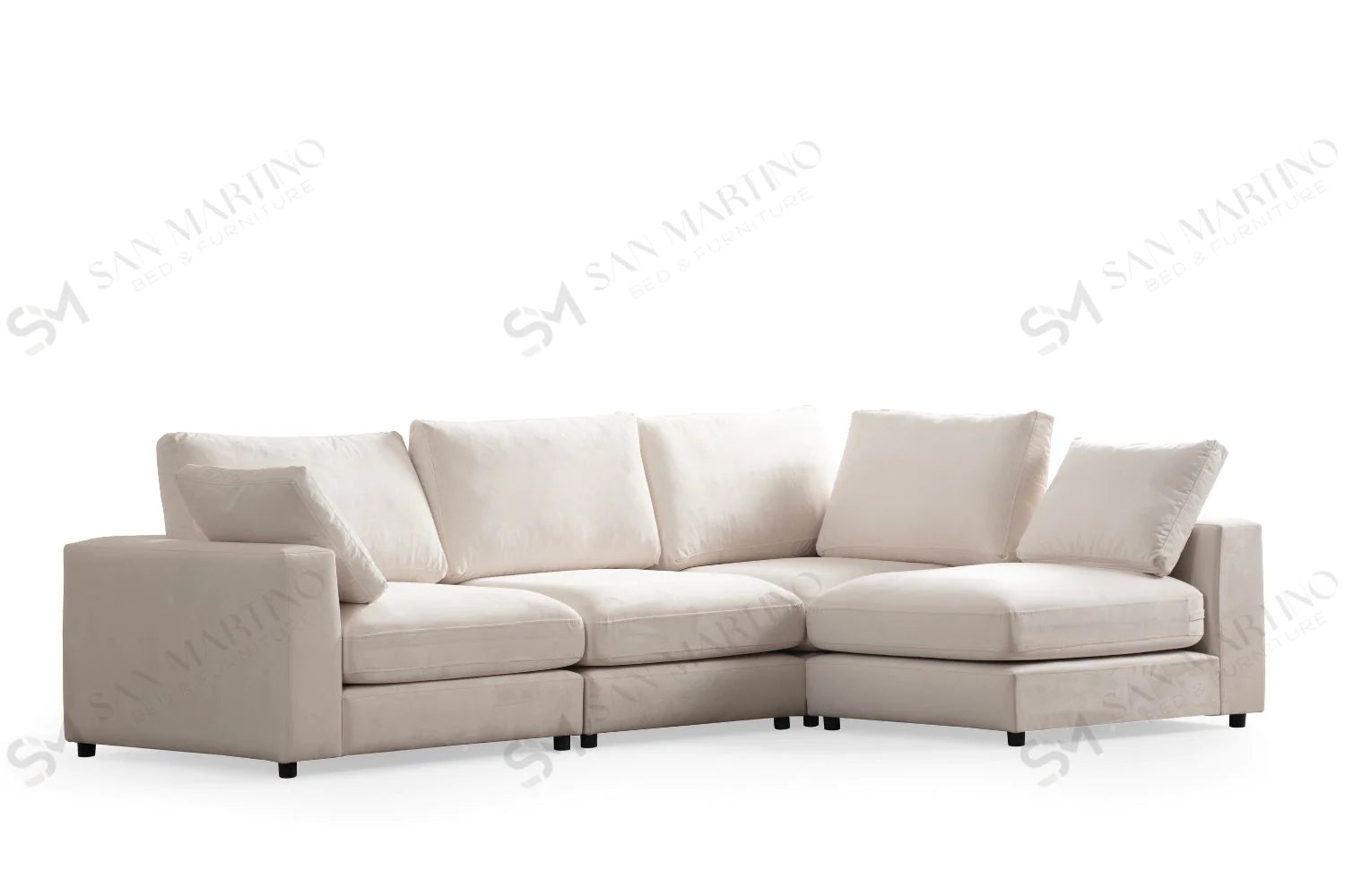Canapé Modulable Julia Velours Blanc 4+1 Pouf - Möbel Unique