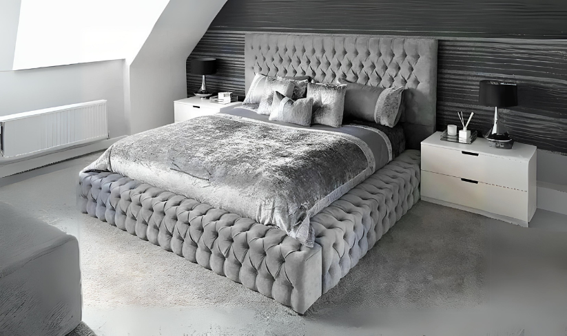 Cadre de Lit Royal - Gris - Möbel Unique