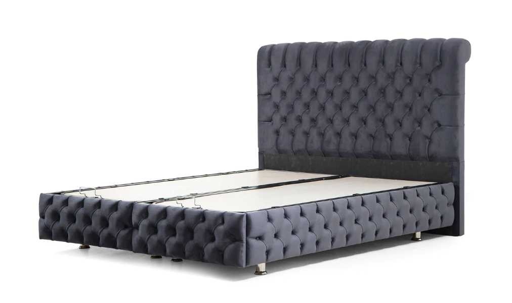 Lit double coffre en Velours – LUNA GRIS ANTHRACITE V-29 - Möbel Unique