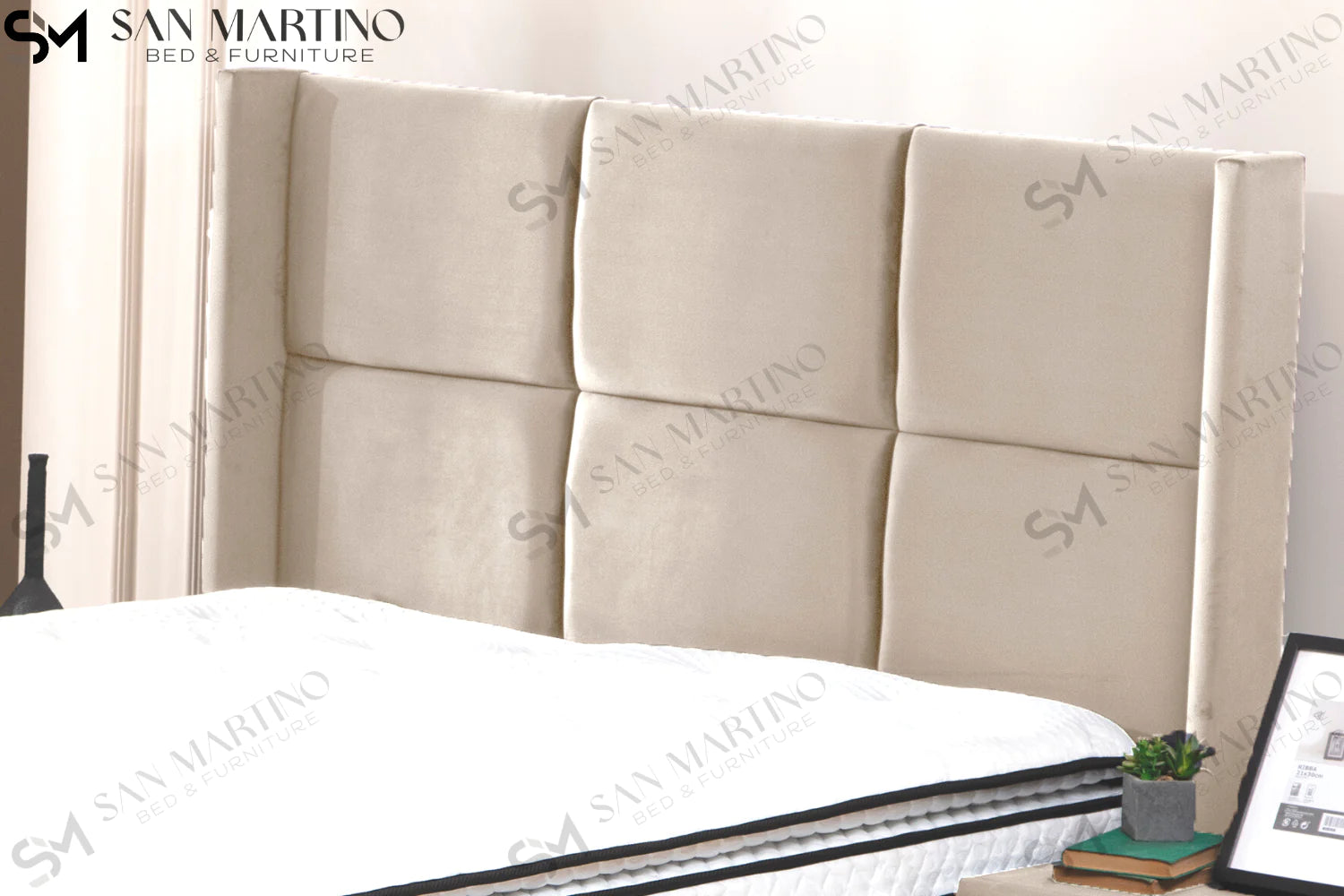 Lit double coffre en Velours – RIO BEIGE - Möbel Unique
