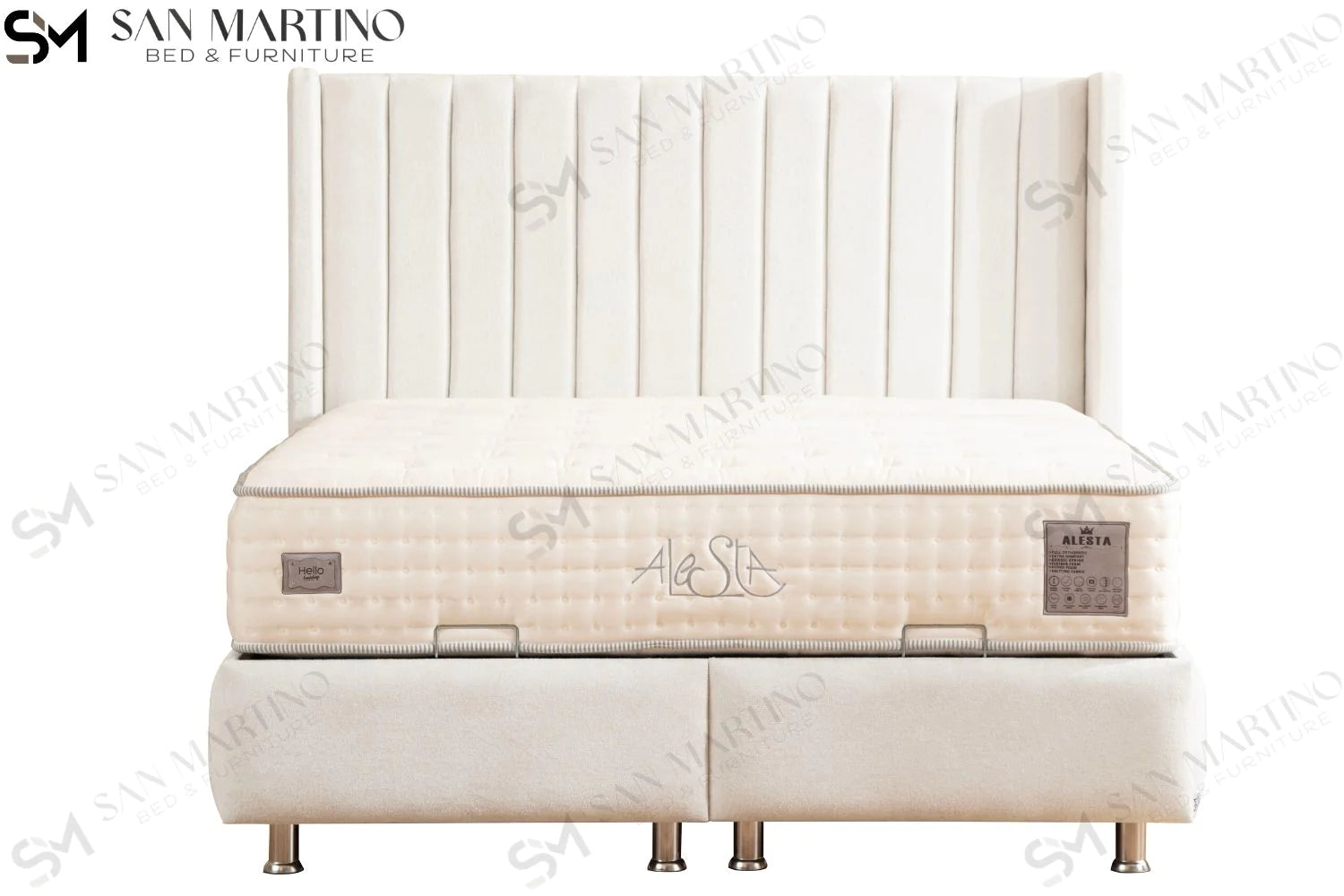 Lit double coffre en LAINE BOUCLÉ – TOKYO BLANC - Möbel Unique