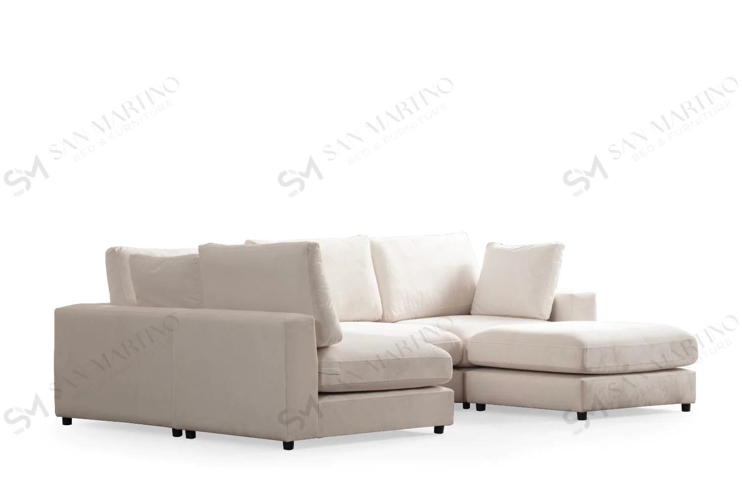 Canapé Modulable Julia Velours Blanc 4+1 Pouf - Möbel Unique
