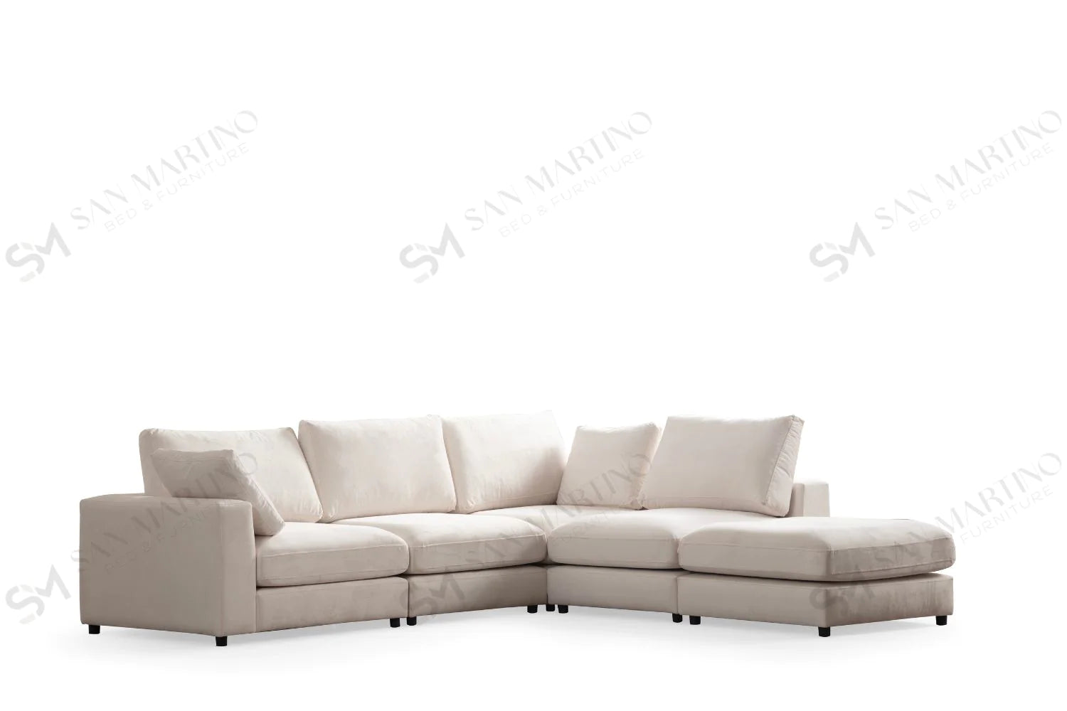 Canapé Modulable Julia Velours Blanc 4+1 Pouf - Möbel Unique