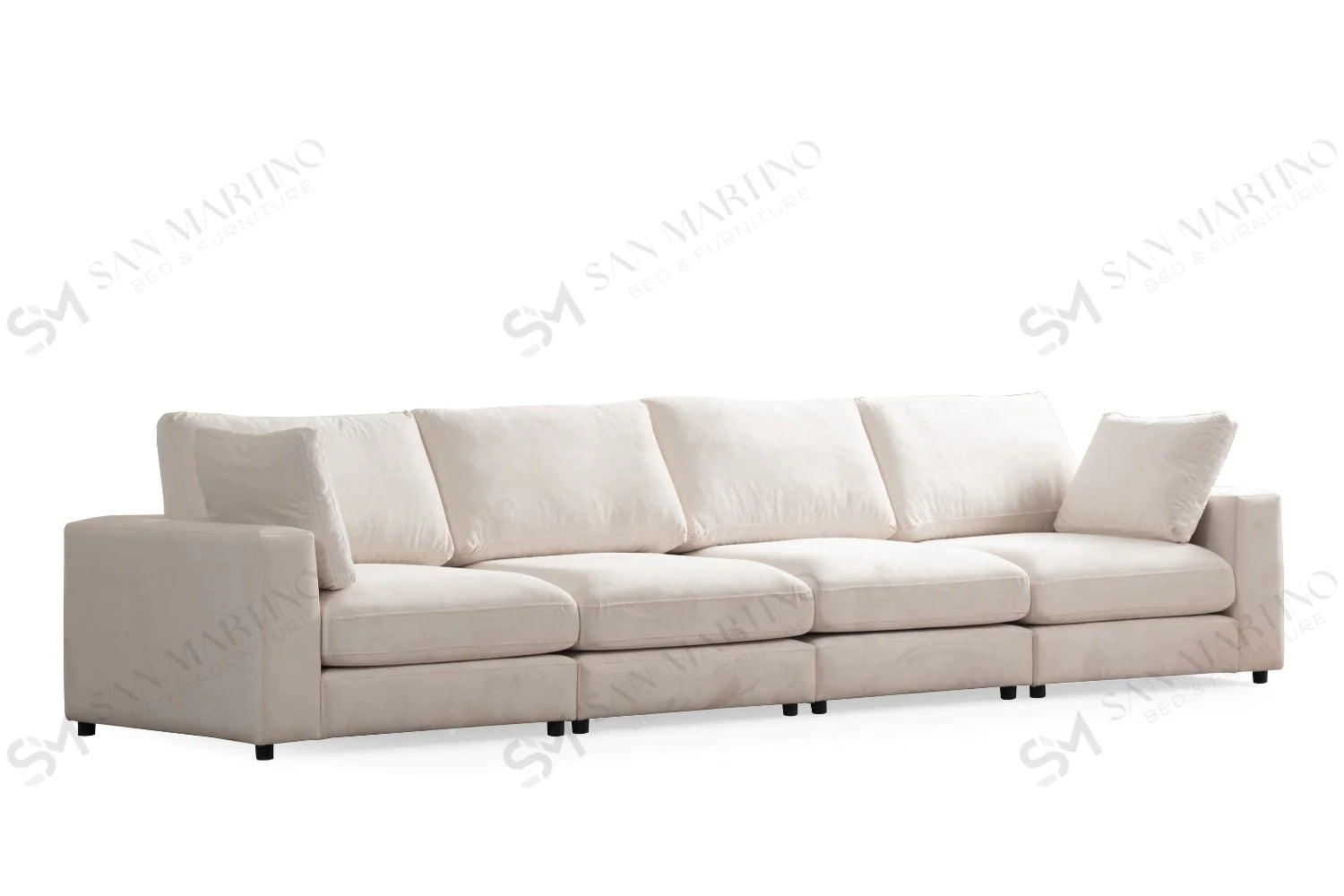 Canapé Modulable Julia Velours Blanc 4+1 Pouf - Möbel Unique