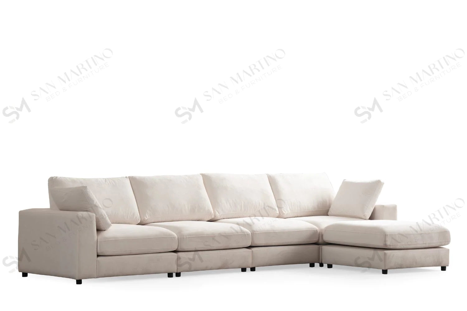 Canapé Modulable Julia Velours Blanc 4+1 Pouf - Möbel Unique