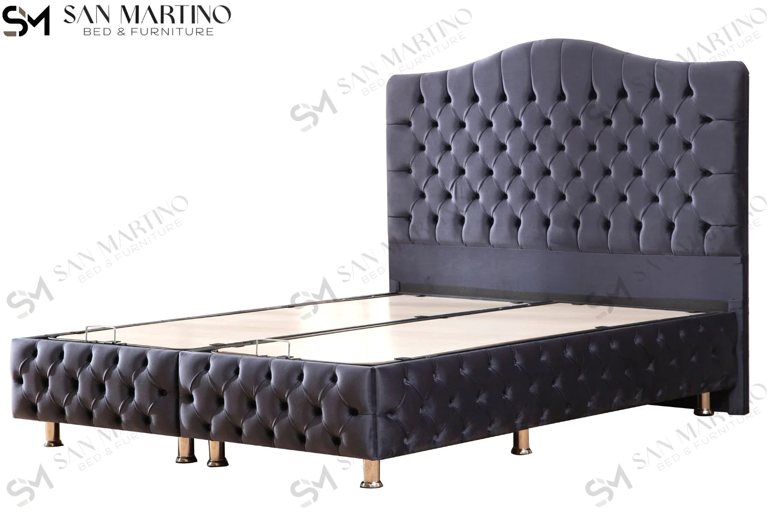 Lit double coffre en Velours – PARIS GRIS ANTHRACITE - Möbel Unique