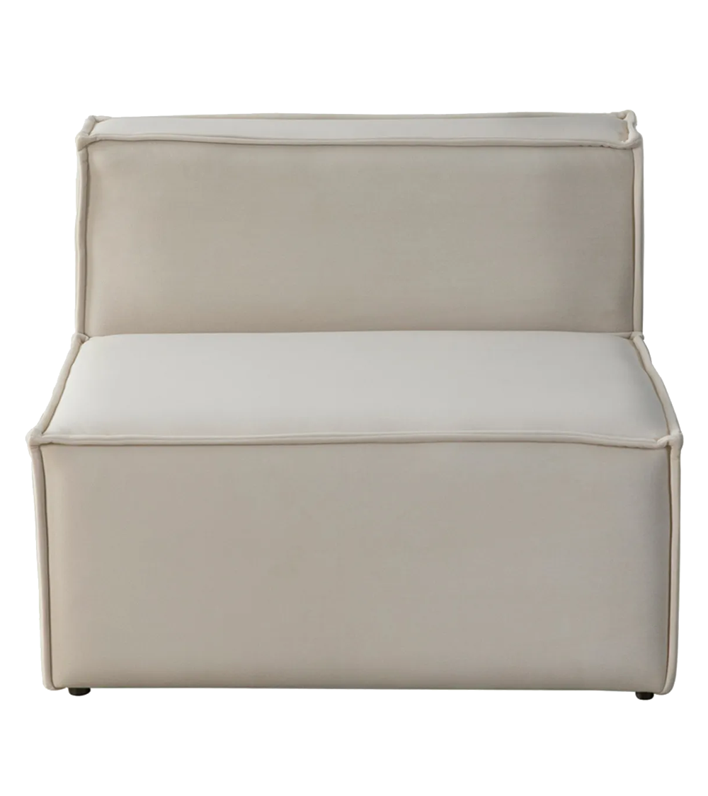Canapé Modulable Elégance Velours Beige 4+1 Pouf - Möbel Unique