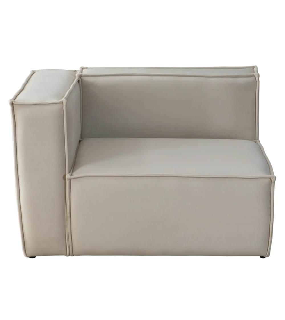 Canapé Modulable Elégance Velours Beige 4+1 Pouf - Möbel Unique