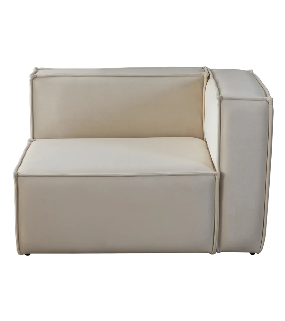 Canapé Modulable Elégance Velours Beige 4+1 Pouf - Möbel Unique
